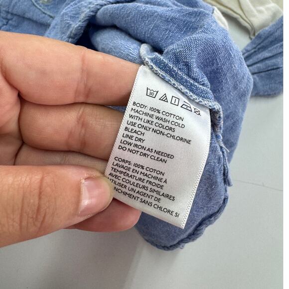 BDG Shirt Womens Small White Blue Two Tone Button Down Urban‎ Outfitters - Picture 4 of 7